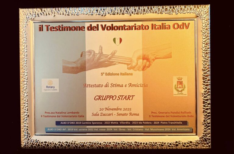 Riconoscimento  “Il Testimone del Volontariato d’Italia”